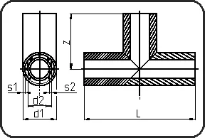Poly-Flo T-komad, faktor smanjenja 0.6, segmentovano, istovremeno + kaskadno zavarivanje, PE 100-RC crna – kod 214