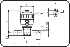 Membranski ventil pneumatski, zatvara se elastičnošću, EPDM/PTFE membrana, Čeono + IR zavarivanje, ECTFE prirodna – kod 341.0