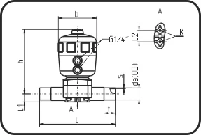 Membranski ventil pneumatski, otvara se elastičnošću, EPDM/PTFE membrana, čeono + IR + HPF zavarivanje, PVDF UHP prirodna – kod 341.1
