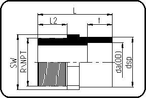 Adapter muški navoj, R-navoj, brizganje, mufno zavarivanje, PE 100-RC crna – kod 035