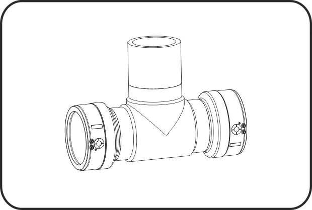 E-T-komad sa E-Spigot spojnicama, MOP voda 16bar/gas 10bar, W/P-TW, brizganje+zavarivanje, elektrofuzija, PE 100-RC crna – kod 176.2