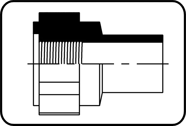 Adapter ženski navoj, R-navoj, brizganje, čeono + IR + HPF zavarivanje, PVDF UHP prirodna – kod 032
